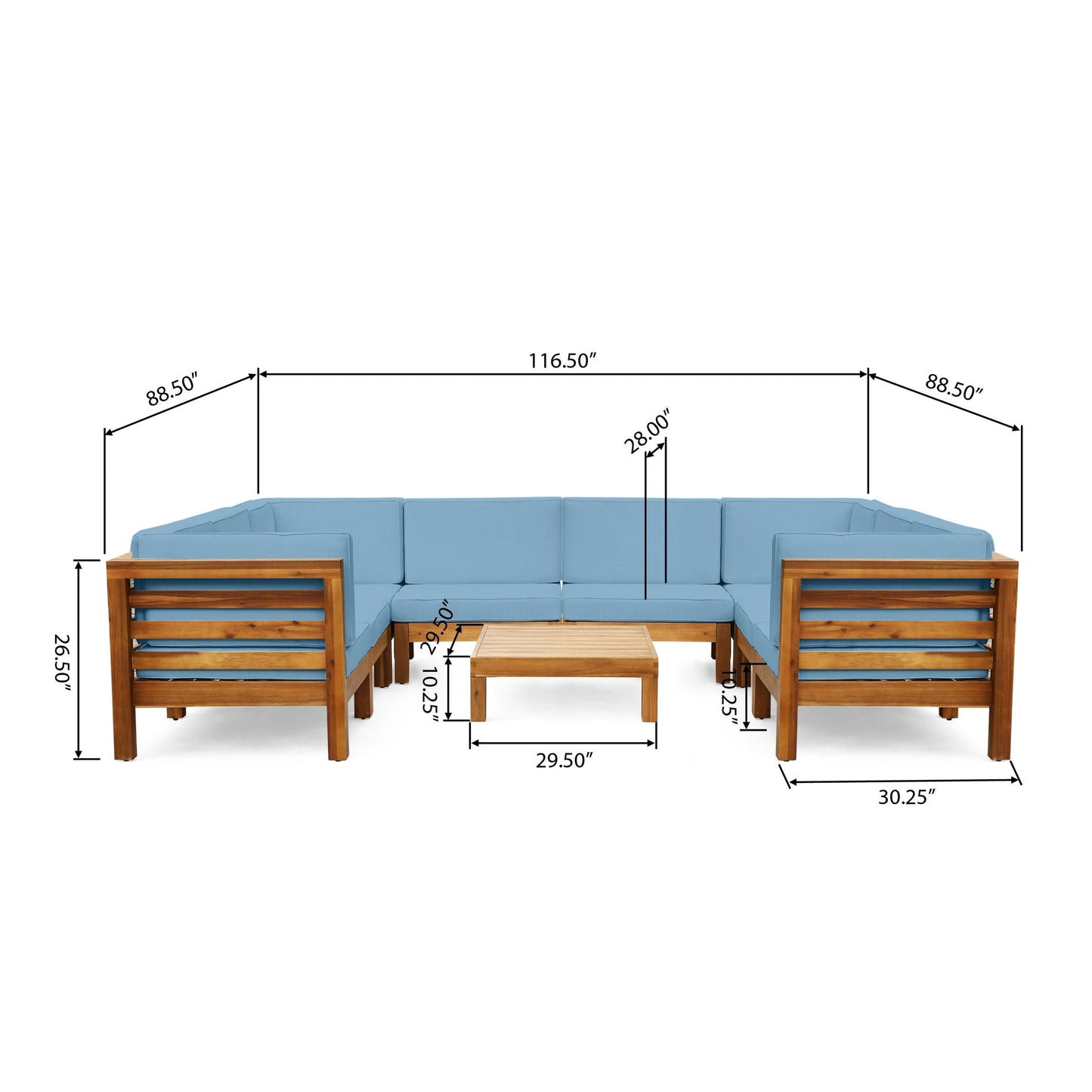 Oana Outdoor 9-piece Acacia Wood U-shaped Sectional Set by Christopher Knight Home