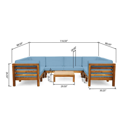 Oana Outdoor 9-piece Acacia Wood U-shaped Sectional Set by Christopher Knight Home