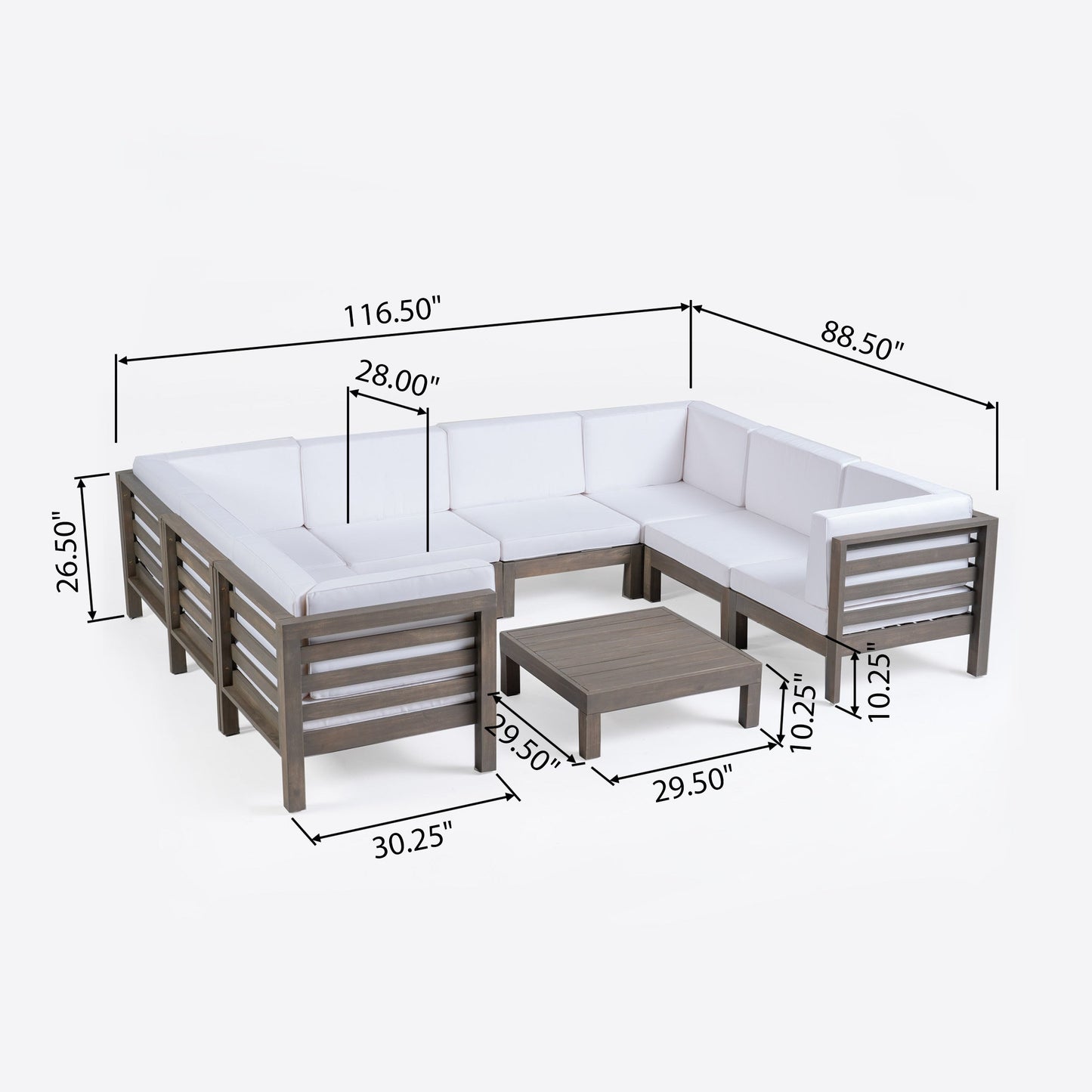 Oana Outdoor 9-piece Acacia Wood U-shaped Sectional Set by Christopher Knight Home