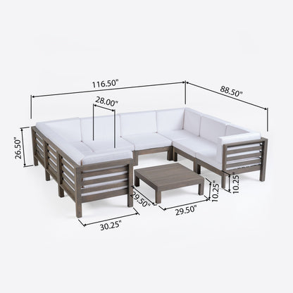 Oana Outdoor 9-piece Acacia Wood U-shaped Sectional Set by Christopher Knight Home