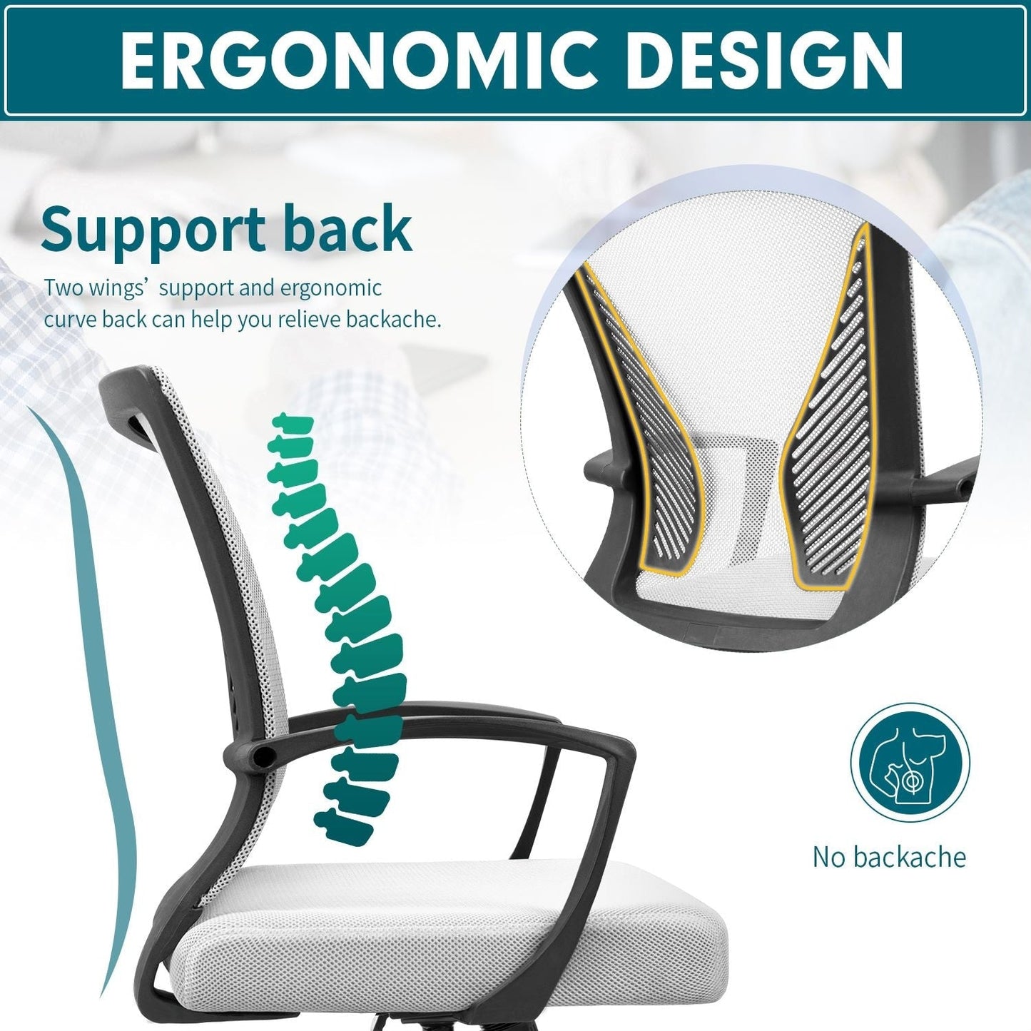 Homall Office Chair Mesh Chair Ergonomic Desk Chair with Lumbar Support
