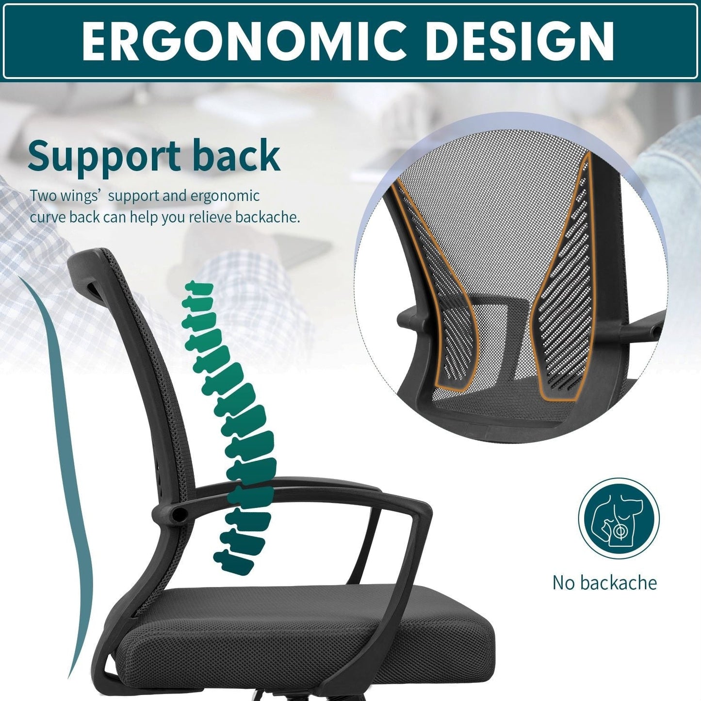 Homall Office Chair Mesh Chair Ergonomic Desk Chair with Lumbar Support