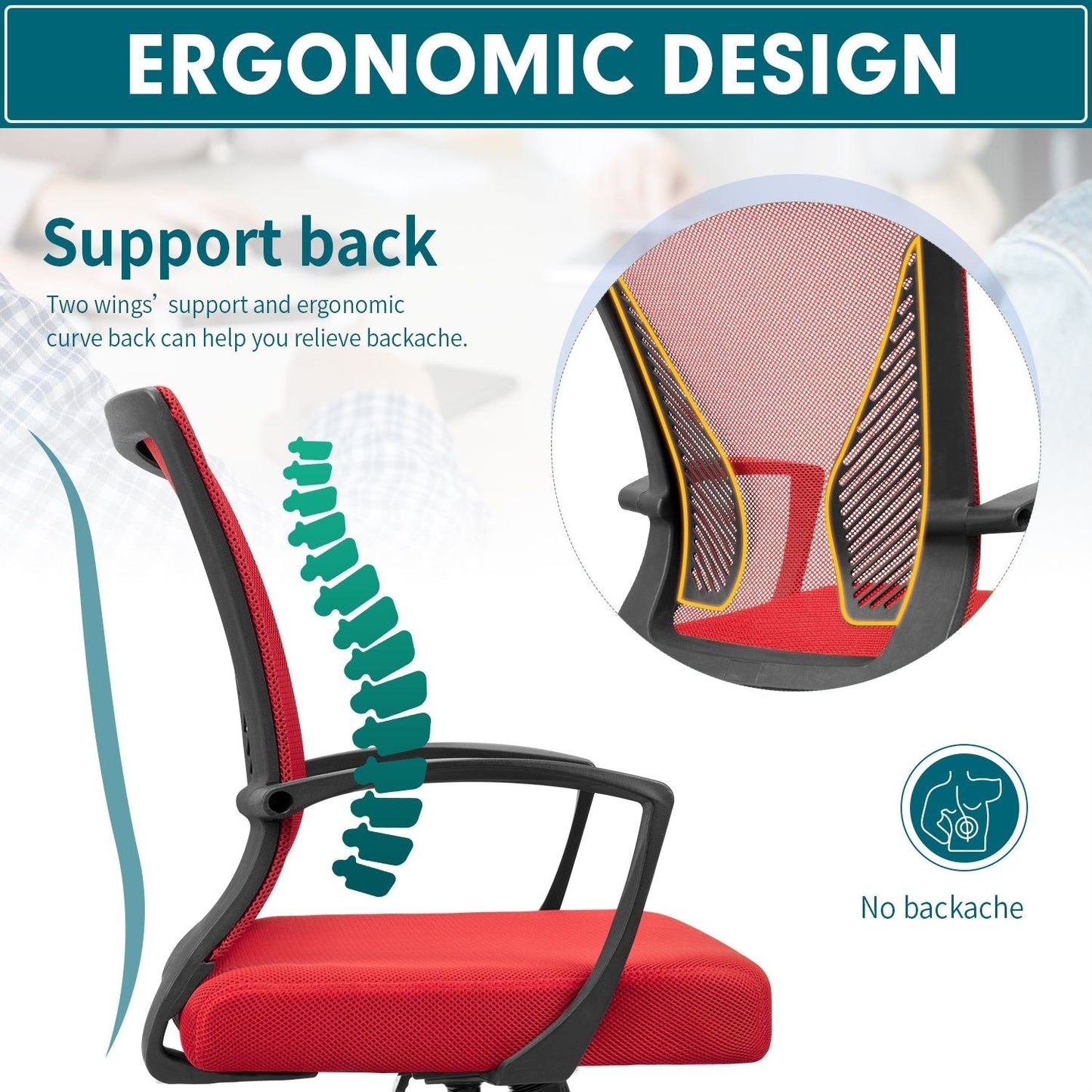 Homall Office Chair Mesh Chair Ergonomic Desk Chair with Lumbar Support
