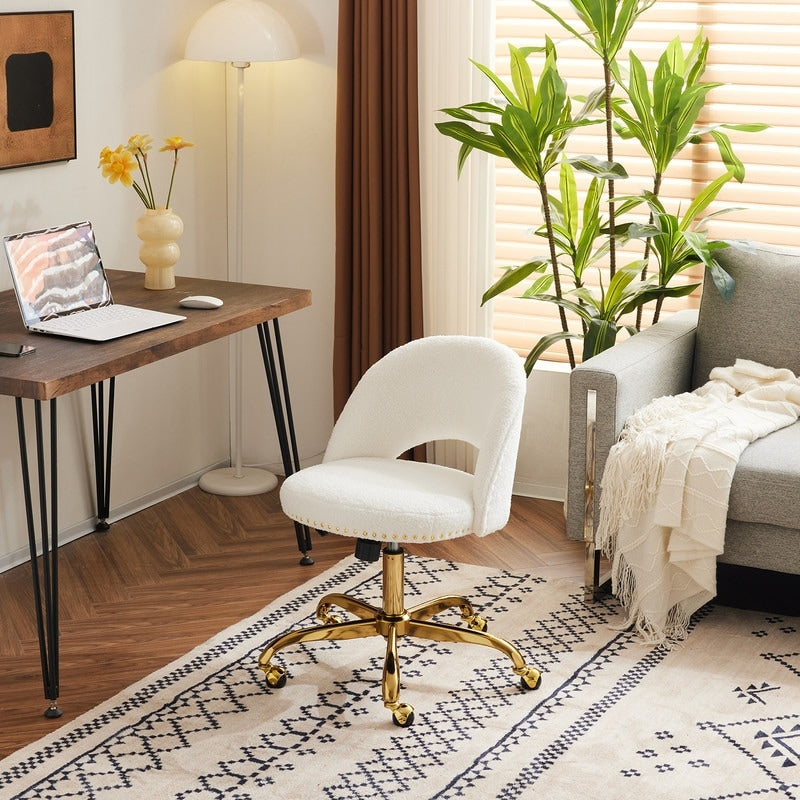 Office Chair Velvet Desk Chair Swivel Armchair Cute Modern Fabric Home Office Desk Chairs with Wheels