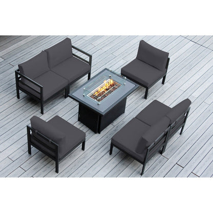 Ohana Outdoor 7-pc. Cushioned Aluminum Sectional with 42 Fire Table