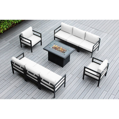 Ohana Outdoor 9-pc. Cushioned Aluminum Sectional with 42 Fire Table