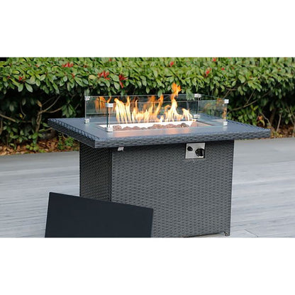Ohana Outdoor 9-pc. Cushioned Aluminum Sectional with 42 Fire Table