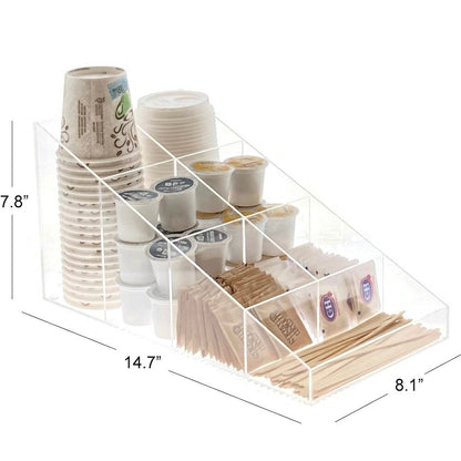 OnDisplay Java Joe Acrylic Breakroom Kitchen Coffee Station Organizer for Cups/Lids/Sugar/Tea/Stirrers