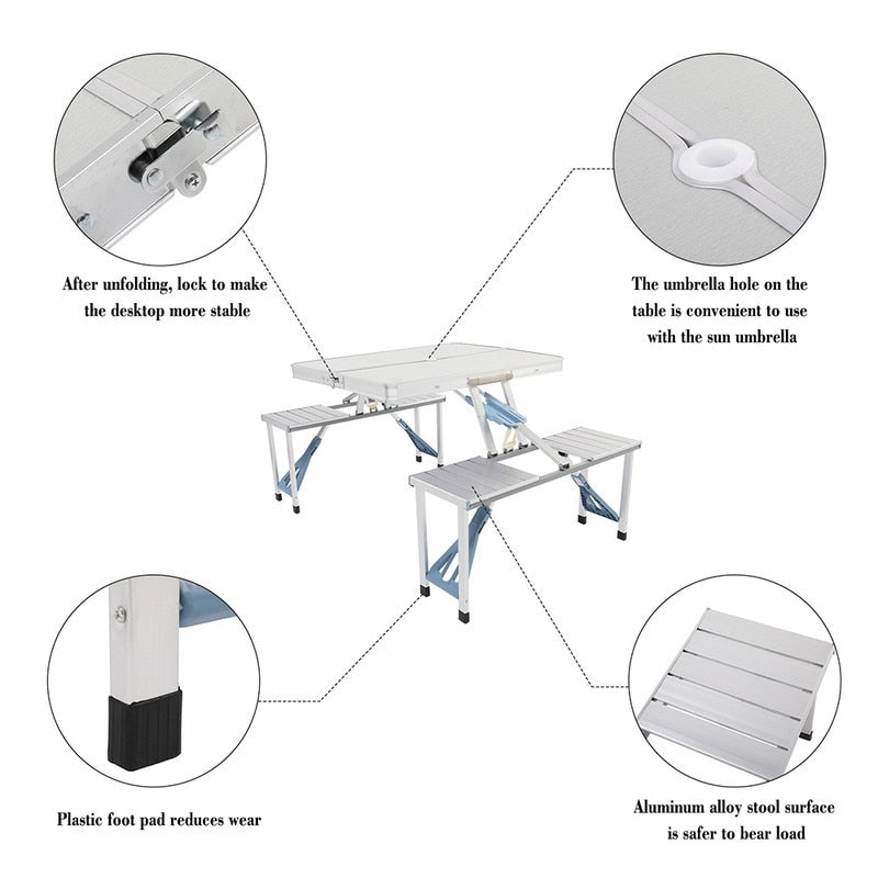 One Piece Folding Camping Table and Chair Aluminum Alloy