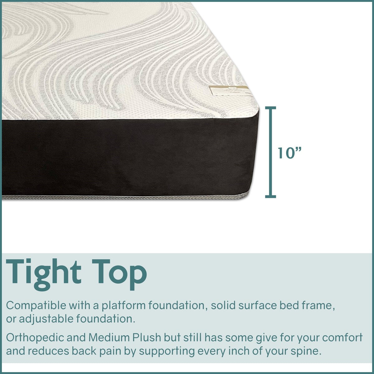 Onetan, 10-Inch Medium Plush Tight top Memory Foam Gel Foam Fully Assembled Mattress, Good For The Back