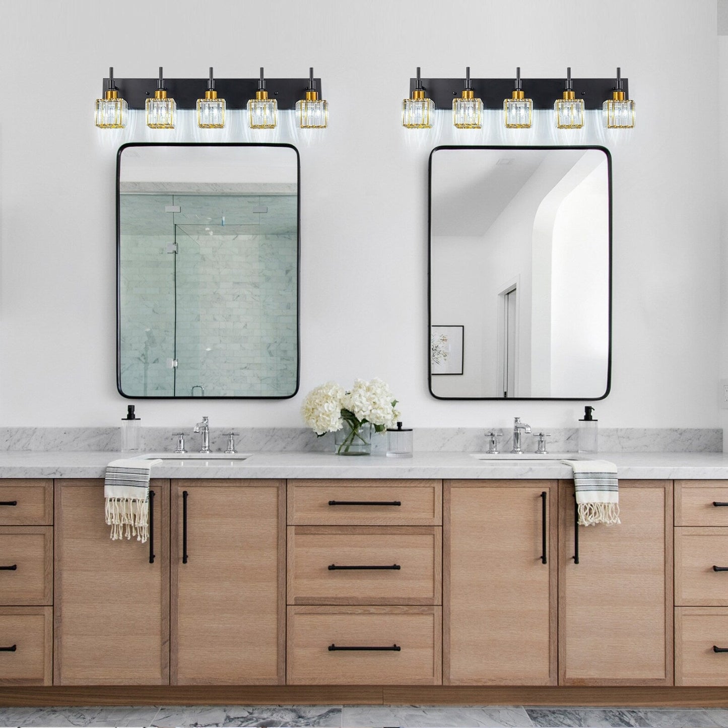Ora Modern Dimmable Crystal Bathroom Light Fixtures Over Mirror Glam Vanity Lights