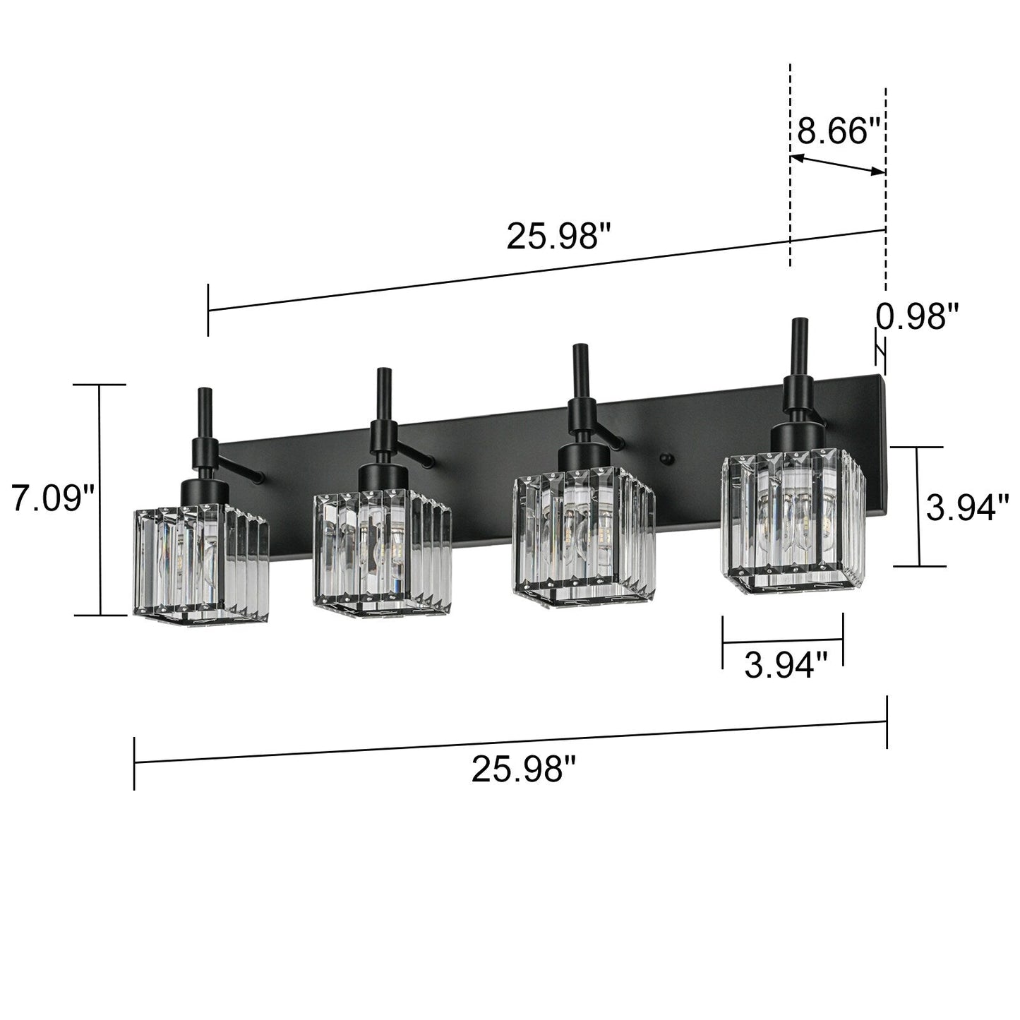 Ora Modern Dimmable Crystal Bathroom Light Fixtures Over Mirror Glam Vanity Lights