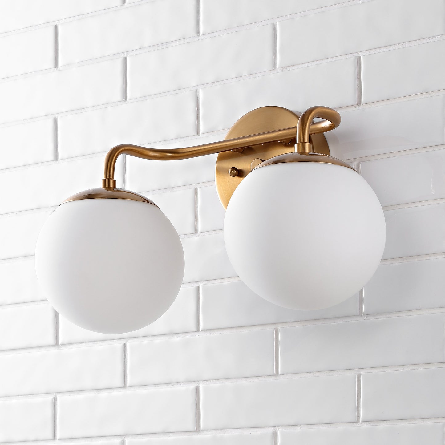 Globe Metal/Frosted Glass Modern LED Vanity, by JONATHAN Y