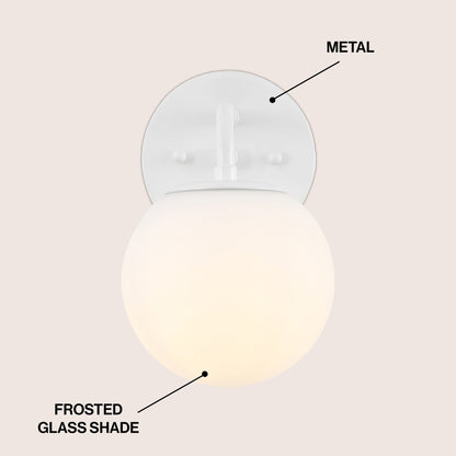 Globe Metal/Frosted Glass Modern LED Vanity, by JONATHAN Y
