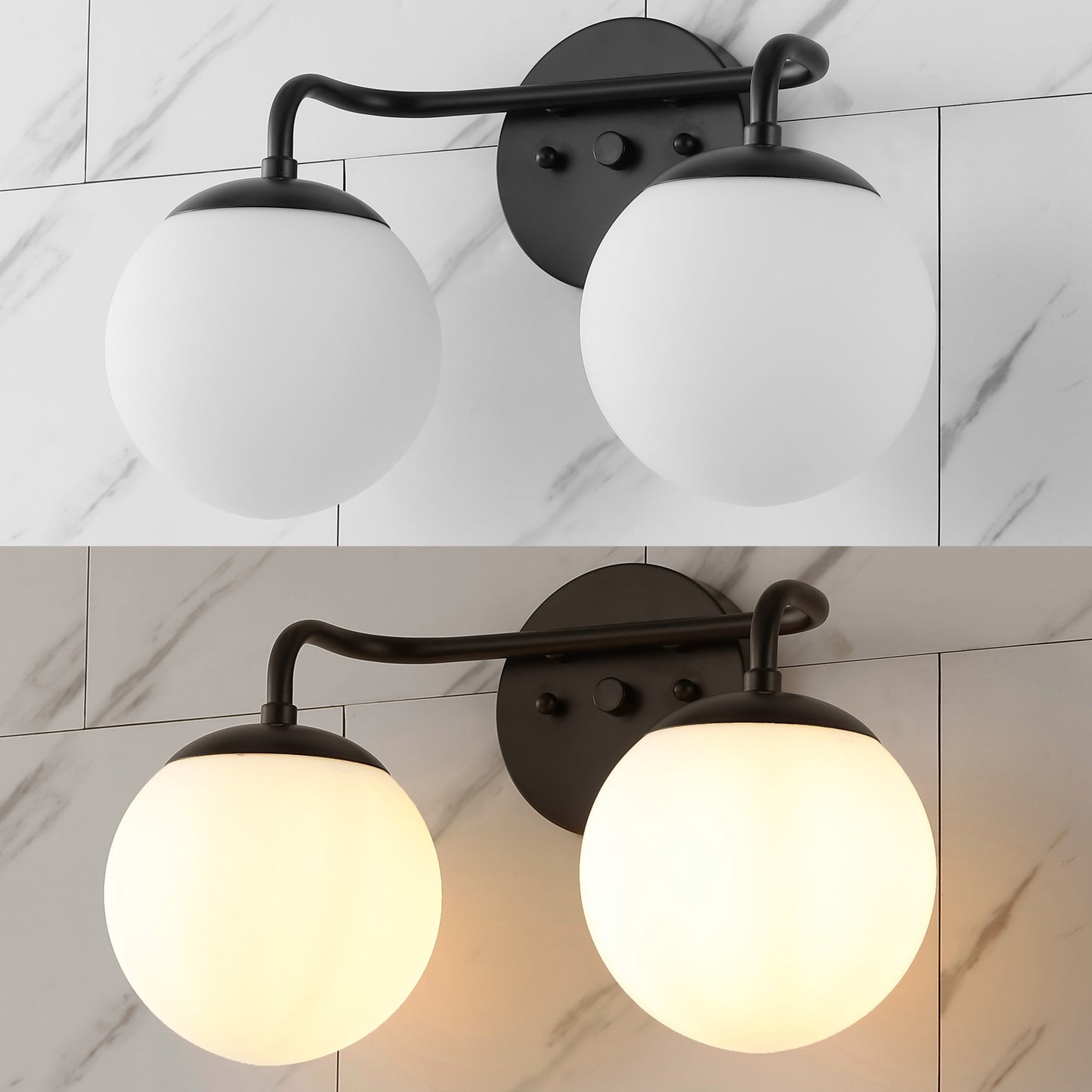 Globe Metal/Frosted Glass Modern LED Vanity, by JONATHAN Y