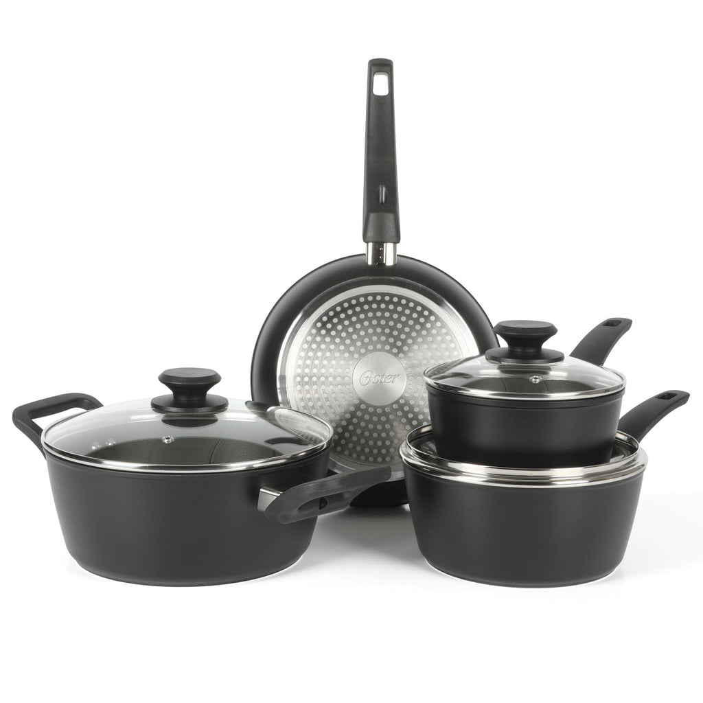 Oster Connelly 7 Piece Aluminum Premium Nonstick Pots and Pans Cookware Set W/ Induction & BakelteStay Cool Handle - Black