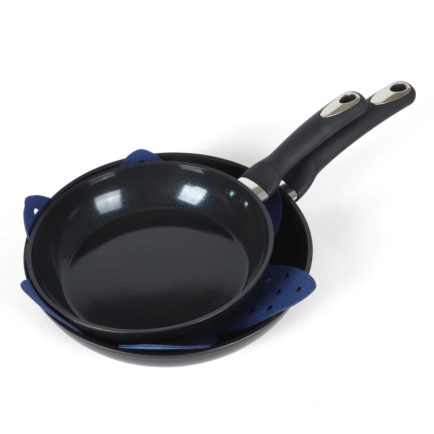 Oster Hawke 14 Piece Aluminum Premium PFA Free Ceramic Nonstick Blue Sapphire Pots and Pans Cookware Set W/ Induction Base