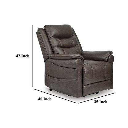Otim Power Lift Recliner Chair, 35in Heat Massage, Brown Faux Leather