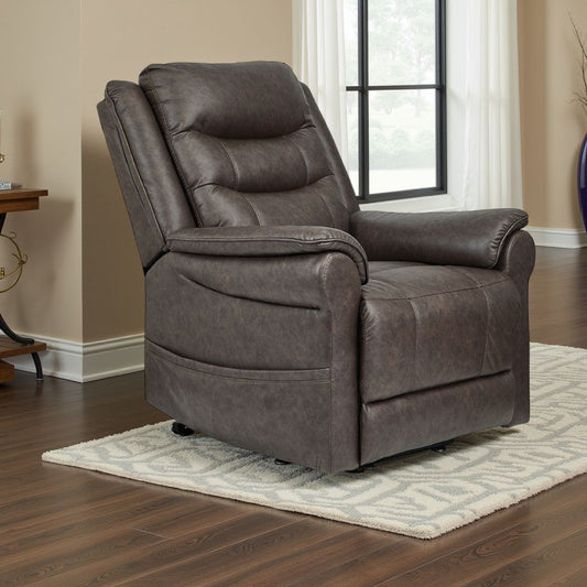 Otim Power Lift Recliner Chair, 35in Heat Massage, Brown Faux Leather