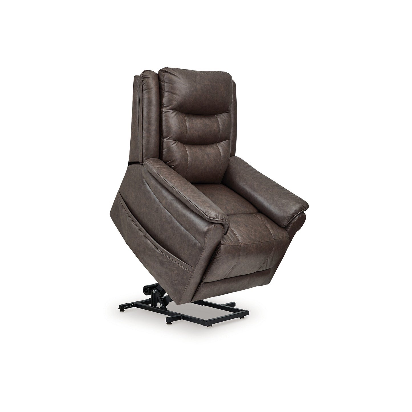 Otim Power Lift Recliner Chair, 35in Heat Massage, Brown Faux Leather