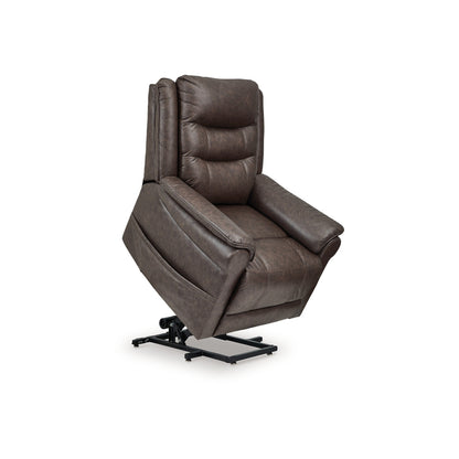 Otim Power Lift Recliner Chair, 35in Heat Massage, Brown Faux Leather
