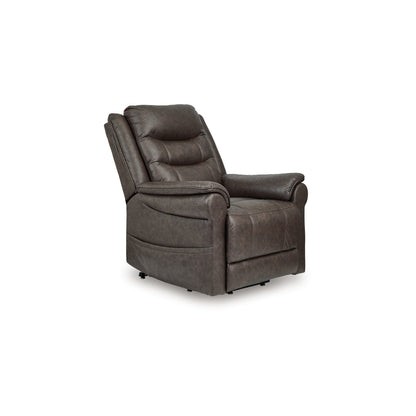 Otim Power Lift Recliner Chair, 35in Heat Massage, Brown Faux Leather