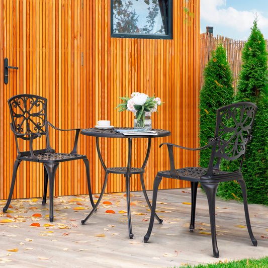 Outdoor 3-Piece Cast Aluminum Patio Set with 1.77 Umbrella Hole