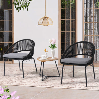 Outdoor 3 Piece Upholstered Wicker Patio Furniture Chair Modern Parlor Set