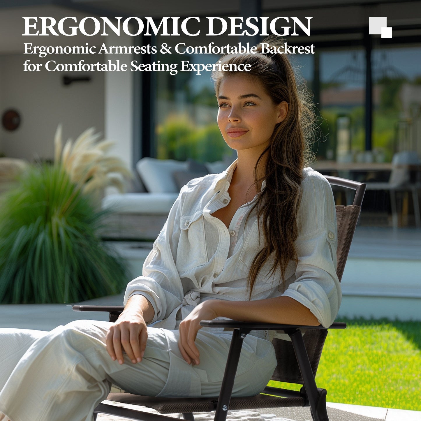 Outdoor 5-piece Patio Dining Set Folding Chairs and Glass Table with Umbrella Hole - See the specifications