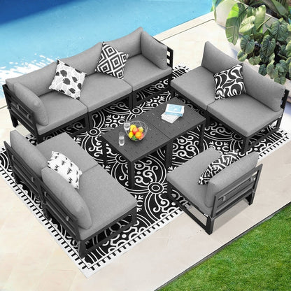 FINCATI Outdoor Aluminum Furniture Patio Sectional Sofa Set with Table