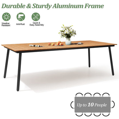 Outdoor Dining Set Aluminum Dining Table with PE Rattan Stacking Chairs - Set of 9