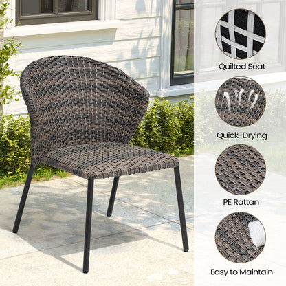 Outdoor Dining Set Aluminum Dining Table with PE Rattan Stacking Chairs - Set of 9