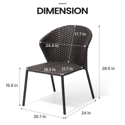 Outdoor Dining Set Aluminum Dining Table with PE Rattan Stacking Chairs - Set of 9