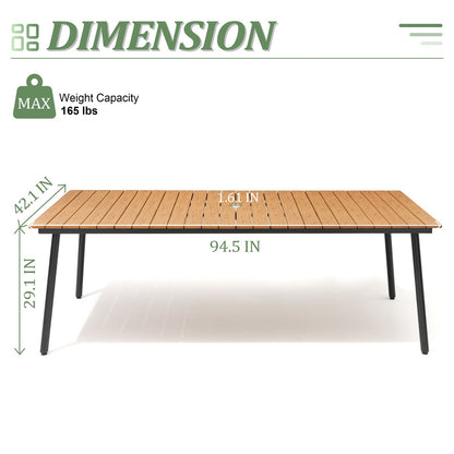 Outdoor Dining Set Aluminum Dining Table with PE Rattan Stacking Chairs - Set of 9