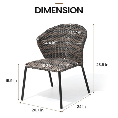 Outdoor Dining Set Aluminum Dining Table with PE Rattan Stacking Chairs - Set of 9