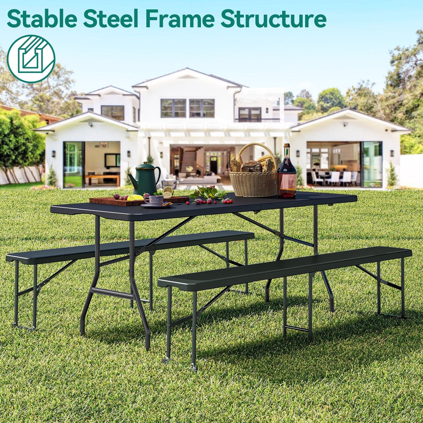 6FT 8-Person Outdoor Picnic Dining Set