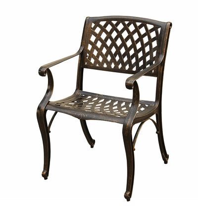 Outdoor Lattice 59 in. Round Dining Set with Lazy Susan and Six Chairs - N/A