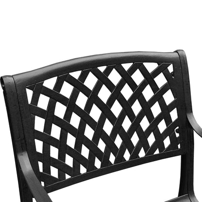Outdoor Lattice 59 in. Round Dining Set with Lazy Susan and Six Chairs - N/A