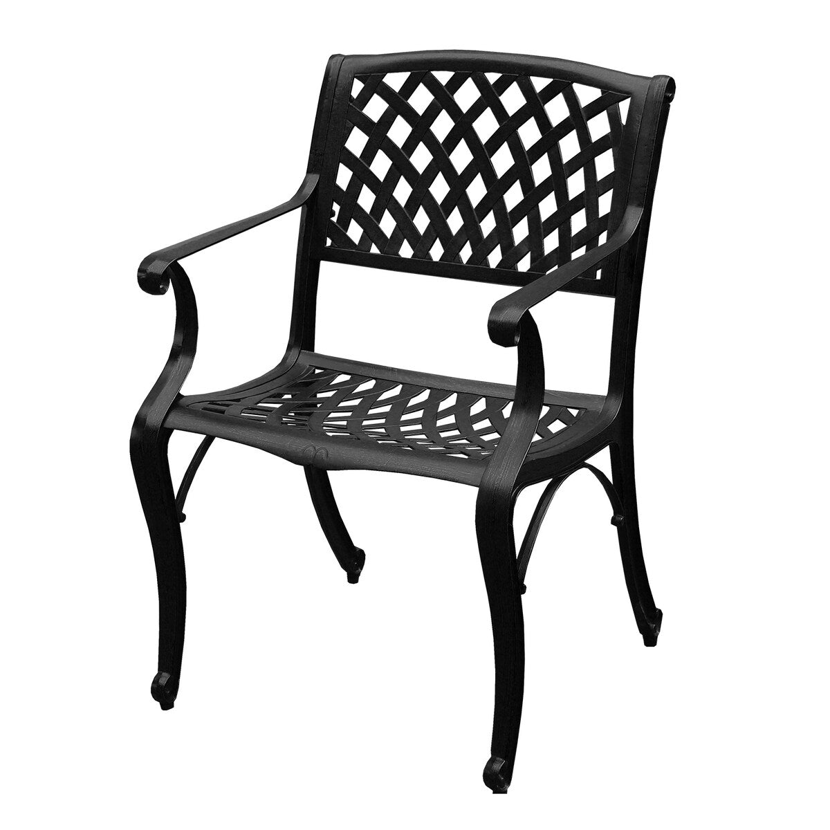 Outdoor Lattice 59 in. Round Dining Set with Lazy Susan and Six Chairs - N/A
