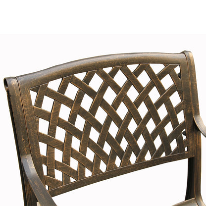 Outdoor Lattice 59 in. Round Dining Set with Lazy Susan and Six Chairs - N/A