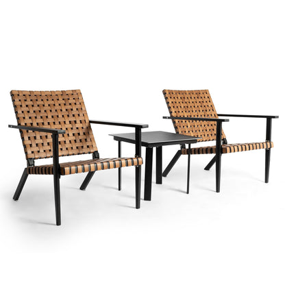 Outdoor PE Leather Woven Bistro Set