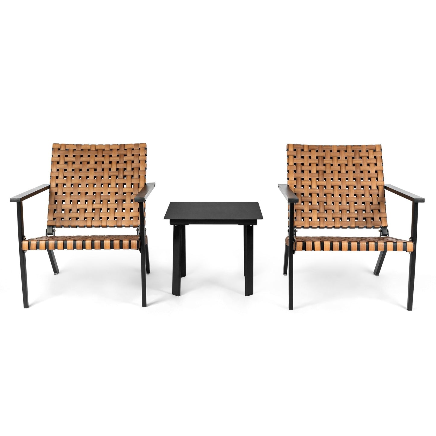 Outdoor PE Leather Woven Bistro Set