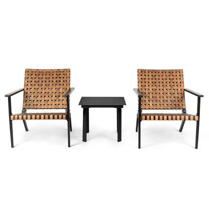 Outdoor PE Leather Woven Bistro Set