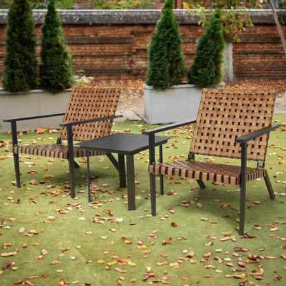 Outdoor PE Leather Woven Bistro Set