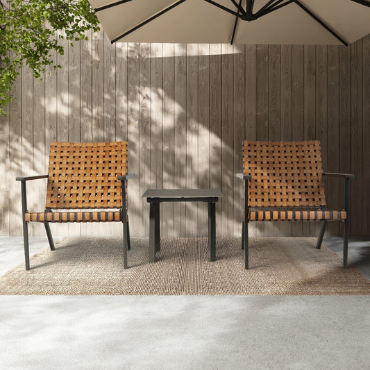 Outdoor PE Leather Woven Bistro Set