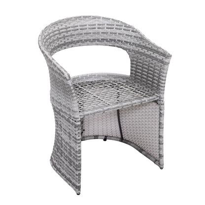 Outdoor Patio 3-Piece Bistro Set, Iron and Rattan Frame, Gray