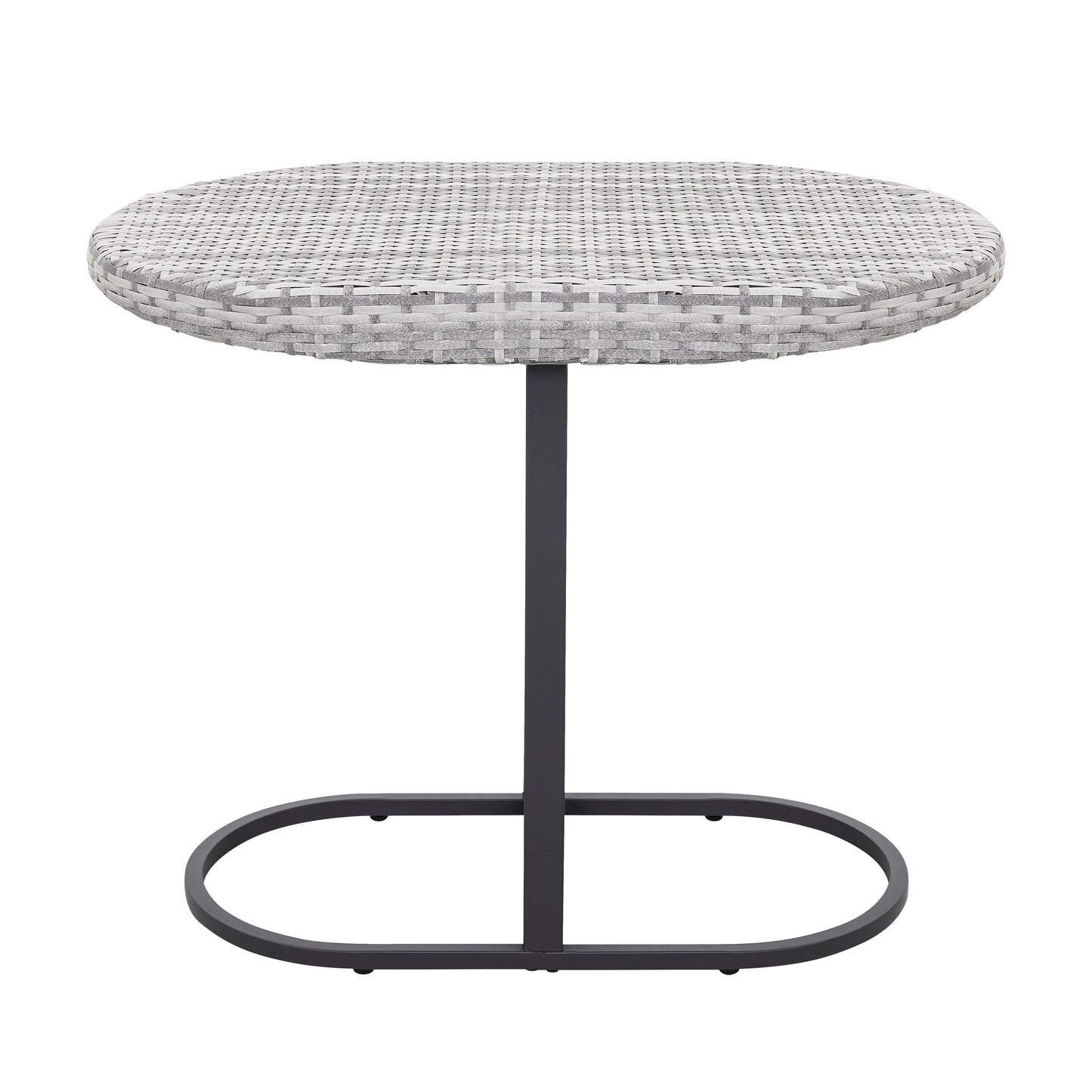 Outdoor Patio 3-Piece Bistro Set, Iron and Rattan Frame, Gray