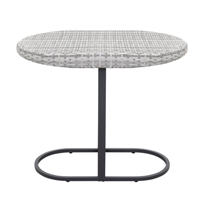 Outdoor Patio 3-Piece Bistro Set, Iron and Rattan Frame, Gray