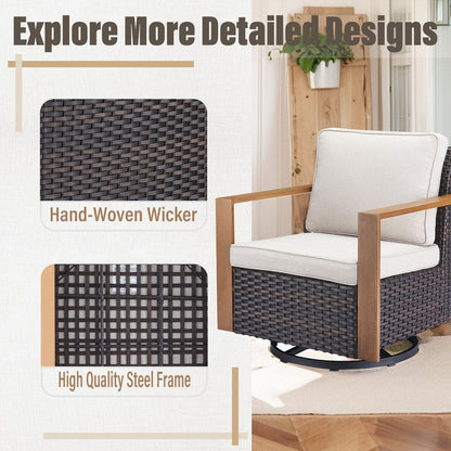 Gymojoy Outdoor Patio Sofa Swivel Chair Ottoman Sets - Brown