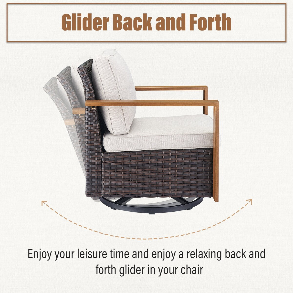 Gymojoy Outdoor Patio Sofa Swivel Chair Ottoman Sets - Brown